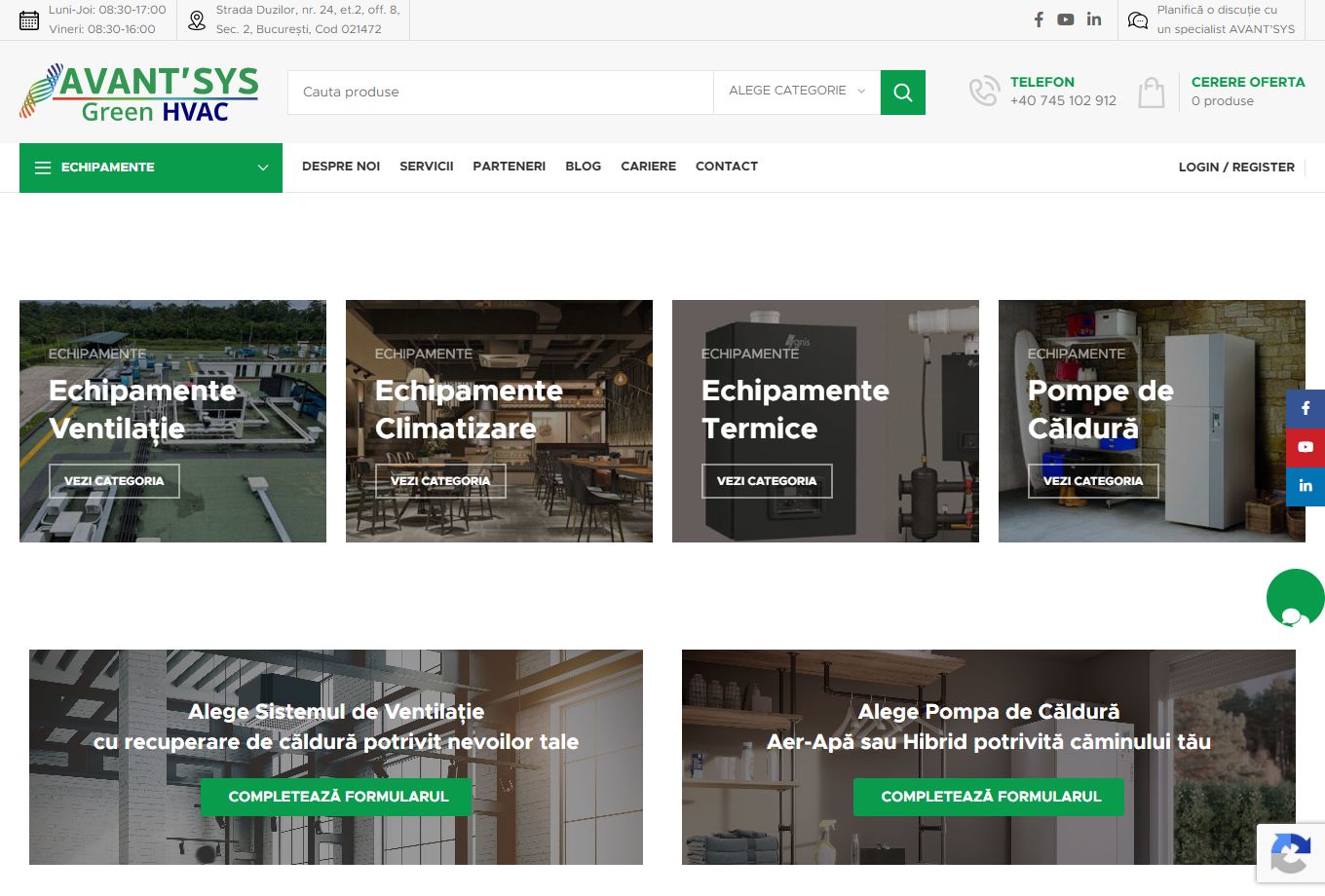 Screenshot of the Avantsys website