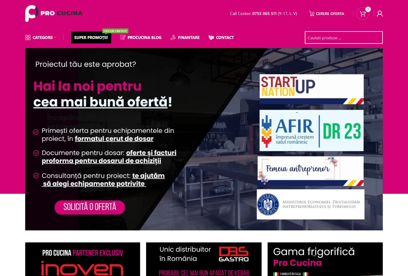 Screenshot of the Pro Cucina website