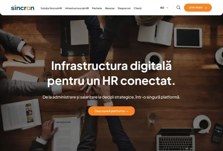 Screenshot of the SincronHR website